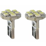 2x ampoule led blanc 12V T10 W2,1x9,5D 0,64W 8x smd 3528 voiture remorque moto camion