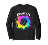 Kiss My Ace Volleyball Player Coach Pun Tie Dye Long Sleeve T-Shirt