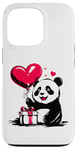 Coque pour iPhone 13 Pro Ours panda avec ballon coeur Ours panda doux pour Noël