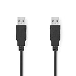 Nedis USB-kabel | USB 2.0 | USB-A Hane | USB-A Hane | 480 Mbps | Nickelplaterad | 3.00 m | Rund | PVC | Svart | Label