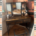 Dressing Table with Mirror and Stool Set Vanity Table Mirror Makeup Desk Drawers