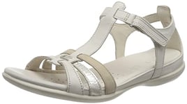 ECCO Women's Flash T-Strap Sandal, Limestone/Pure White Gold/Beige, 2 UK