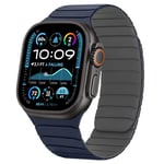 Tasikar Magnétique Bracelets Compatible avec Apple Watch 49mm 46mm 45mm 44mm 42mm Silicone Souple Remplacement Bracelet à Boucle Compatible avec iWatch Ultra SE Series10 9 8 7 6 5 4 3, Bleu foncé-Gris