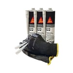 Sika Sikaflex 522 STP Lot de 3 tubes de mastic d'étanchéité et colle pour caravane pour l'intérieur et l'extérieur 300 ml Blanc