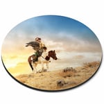 Round Mouse Mat - Kazakh Golden Eagle Hunter Man Office Gift #13264