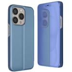 Étui Clear View pour iPhone 15 Pro Clapet Miroir Fonction Support Bleu