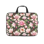 Diving fabric,Neoprene,Sleeve Laptop Handle Bag Handbag Notebook Case Cover Green Leaves Blush Pink Flowers,Classic Portable MacBook Laptop/Ultrabooks Case Bag Cover 12 inches