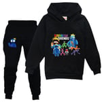 Pojkar Flickor Rainbow Friends Roblox Hoodies Träningsoveraller Toppar+ Byxor Z X black 130cm