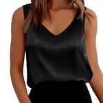 Lishang Débardeur Femme D'été Top sans Manches Mode Blouse Haut en Satin Chemise Chic et Élégant T-Shirt Col en V