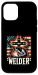 Coque pour iPhone 12/12 Pro Soudeur Drapeau Américain Soudage Foi Croix Chrétienne Soudure