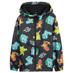 Pokémon Impermeable Enfant Garcon, Veste de Pluie Enfant Doublure en Polaire, Vêtement de Pluie Enfant Ado 4-14 Ans (Noir Aop, 5-6 Ans)