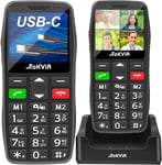 TOKVIA Mobile Phone for Elderly, Easy to Use Big Button Big Numbers Basic Cell