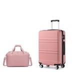 Kono Luggage Sets of 2 Piece Lightweight 55x40x22cm ABS Hard Shell Travel Carry on Suitcase with TSA Combination Lock + Ryanair 40x20x25cm Cabin Bag (Nude, 20 Inch Luggage Set)