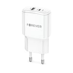 Forever Väggladdare 1x USB-C 1x USB 20W - Vit