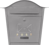 ACL Letter Box Wall Mounted Post box Ideal for Securing Letters and Parcels - Waterproof and Durable with Stylish Lockable Design and Aluminium Construction (Grey)