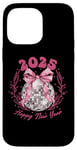 Coque pour iPhone 14 Pro Max Ruban rose boule disco du Nouvel An 2025 | Happy New Year Party