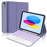 WINCHKING Clavier pour iPad 10 ème - Coque Clavier iPad 10eme Generation, Trackpad Multi-Touch,Rétroéclairage 7 Couleurs, AZERTY