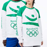 Lacoste Unisex Mens Barcelona Olympics Heritage Sweatshirt in White material_cotton - Size X-Large