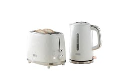 Daewoo Hive Collection, Kettle & Toaster Set, 1.7L Kettle With Matching 2 Slice Toaster, Safety Features, Easy Cleaning, Cohesive Kitchen Set, White