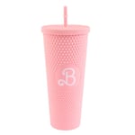 710 ml Barbie glasflaska Barbie rosa mugg med sugrör Kawaii Rosa Pink