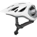 ABUS Casque de ville Urban-I 3.0 ACE - casque de vélo sportif avec feu arrière LED, visière rallongée et fermeture magnétique - pour hommes et femmes - blanc, taille L