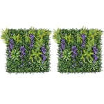 Artificial Living Wall Panels 1m x 1m, Green Plant Foliage Hanging Wisteria, Indoor Outdoor, Home Garden Decoration, Privacy Hedge Fence Screening, UV Stabilised, Waterproof, Natural Look (Purple x2)