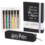 Harry Potter Set Papeterie, Carnet de Notes, Trousse, Stylo, Kits de Fournitures Scolaires Enfant Ado Fille Garcon Goodies Officiels (Noir)