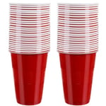 Beer Pong-spel för festen - 50 plastglas och 3 bollar Röd