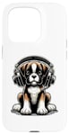 Coque pour iPhone 15 Pro Boxer Dog Casque audio pour chien Boxers