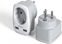 2 Pack Adaptateur Prise Inde Avec Usb, 3 En 1 Adaptateur Prise Nepal, Adaptateur Prise Type D Avec 2 Usb, 2500W Adaptateur In