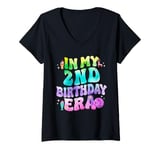 Womens In My 2nd Birthday Era Girl 2yr Two 2 Year Old Funny Bday V-Neck T-Shirt