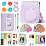 Cpano Mini 11 Camera Accessories Bundles Compatible with Instax Mini 11 with Camera Case/Book Album/Selfie Len/Wall Hanging Frames/Stickers/Pen(13 in 1)(Purple)