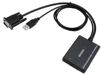 Prokord Vga - Hdmi Adapter W/sound Usb Type-a + Vga (d-sub) Hdmi Sort