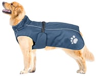 Morezi Dog Coats Waterproof Dog Winter Coat with Padded Fleece Lining Harness D Ring Fit for Labrador Retriever Cockapoo Springer Spaniel Doberman in Cold Weather - Navy - L