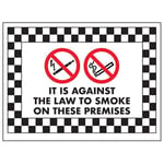 V Safety It Is Against The Law To Smoke/No Smoking/No Vaping Sign - 300mm x 200mm - Self Adhesive