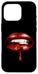 Coque pour iPhone 16 Pro Chemise à lèvres sexy, rouge à lèvres, gloss à lèvres, art des lèvres rouge