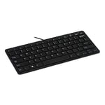 R-Go Tools Clavier Compact - Ultra Mince - Ergonomique - Clavier naturel à surface plane- Configuration Qwertz (DE) - Filaire USB - Noir