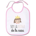 Supermolon 02864 Soy la Reine de la Maison Bavoir bébé avec lacets, rose pastel, unisexe