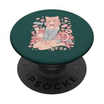 Anime Cat Girl Manga Hearts Kawaii Cute Holiday Valentines PopSockets PopGrip Adhésif