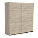 Demeyere Armoire Porte Coulissante avec Penderie Moderne – Coloris Chêne Kronberg & Finitions Métal-194, Bois d'ingénierie, Gris, 194,5 x 59,9 x 203 cm