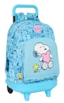 SNOOPY LOVE - Grand sac à dos à roulettes, compact, amovible, idéal pour les enfants de différents âges, confortable et polyvalent, qualité et résistance, 33 x 22 x 45 cm, bleu clair, M, Décontracté