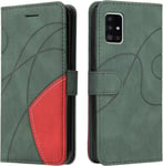 Coque Pour Samsung Galaxy A51 5g, Etui En Cuir Pu Portefeuille Housse Fermeture Magnetique Und Flip Protection Case Avec Antichoc Tpu, Etui A Rabat, Fentes Pour Cartes (Vert)