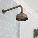 Elizabeth - Pommeau de douche pluie rond fixe rétro 15 cm avec bras mural - Bronze huilé - Hudson Reed