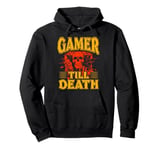 Funny Gamer till death Skeleton Hand Anatomy Humor Pullover Hoodie