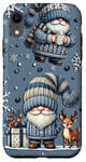 Coque pour iPhone XR Blue Christmas Gnomes And Baby Reindeer Snowflake For Winter