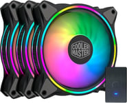 Cooler Master MasterFan 3N1 MF120 Halo ARGB - Dual Ring Addressable RGB Lighting, Case & Cooling Hybrid Fan Blade Design with Jam Sensor Protection & Vibration Dampening Frame - 3N1 with Controller