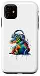 Coque pour iPhone 11 Splash Art Headphones Alligator Lover Alligators Gator