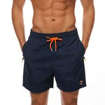 JustSun Short de Bain Homme Maillot de Bain Homme Boardshort Short Plage Étanche Short Séchage Rapide Filet avec Poches Zippées Bleu Foncé XXL