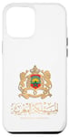 Coque pour iPhone 15 Pro Max Emblème doré du Royaume du Maroc avec drapeau du Maroc