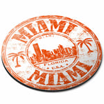 Round Mouse Mat - Orange Miami Florida USA America Office Gift #5830